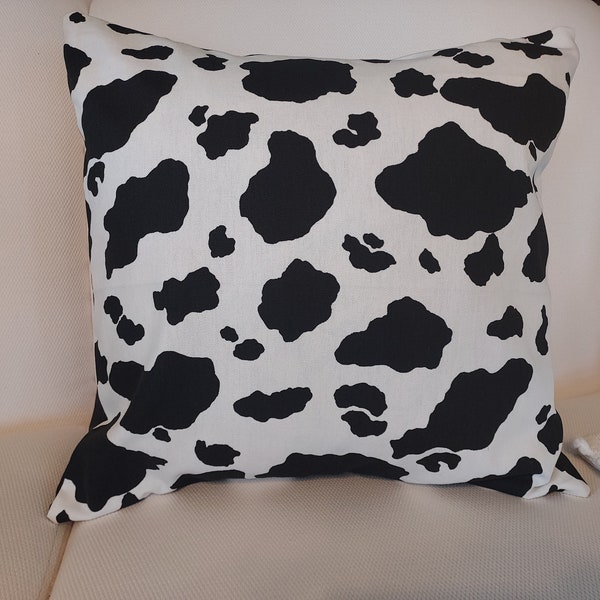 Black and White Cow Print Pillow Etsy