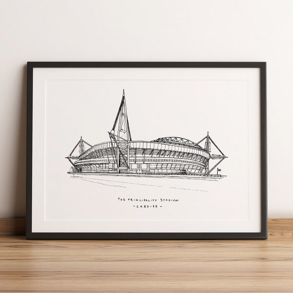 The Principality Stadium, Cardiff - Fine Line Print - Architectural Illustration