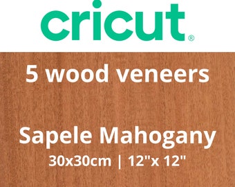Placage (Acajou Sapélé) pack de 5 feuilles - bois naturel, pour menuiserie, maquettes, artisanat et bricolage, travaux sur cricut