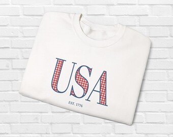 4th of July Crewneck USA Gift Sweatshirt For America 1776 Crewneck Independence Day Sweatshirt Red White and Blue Sweater