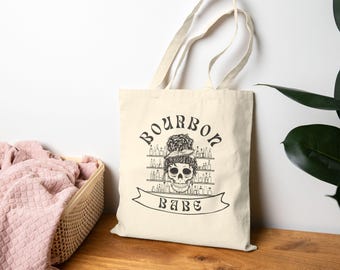 Bourbon Babe Cotton Canvas Tote Bag: Whiskey Lover Gift