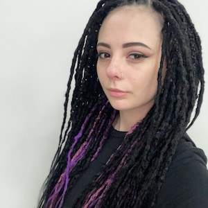 Textured Black Dreads. Synthetic Crochet Purple Dreads. Textured Pink Single&Double Sided Dreads. Black Hair Extensions. Viking set dreads