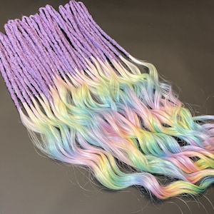 Purple dreadlocks. Synthetic dreadlocks multicolor. Curls of different colors. Double dreadlocks/single dreadlocks synthetic curls rainbow