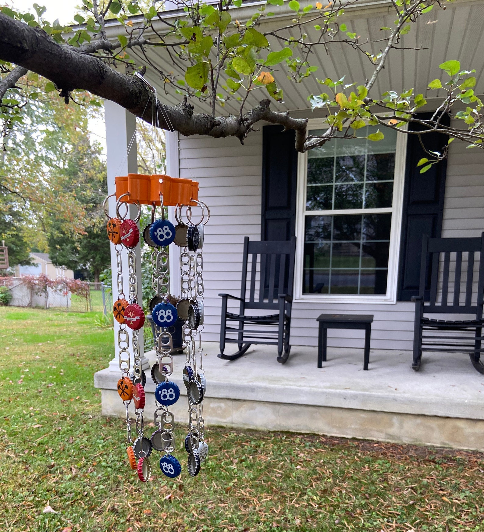 Homemade Bottle Cap Wind Chime Etsy