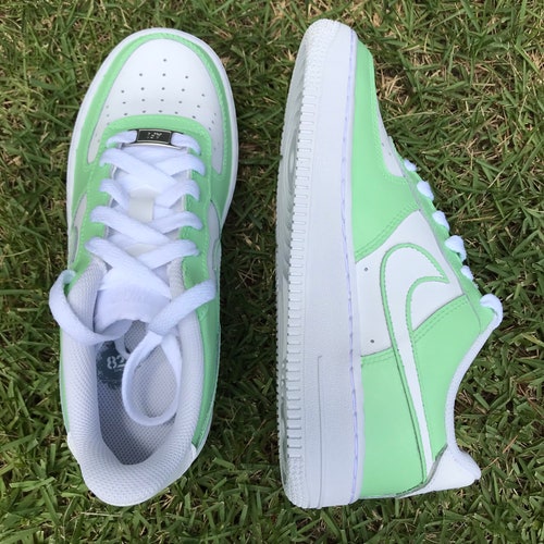 Custom Pastel Green Outline Air Force Ones Etsy