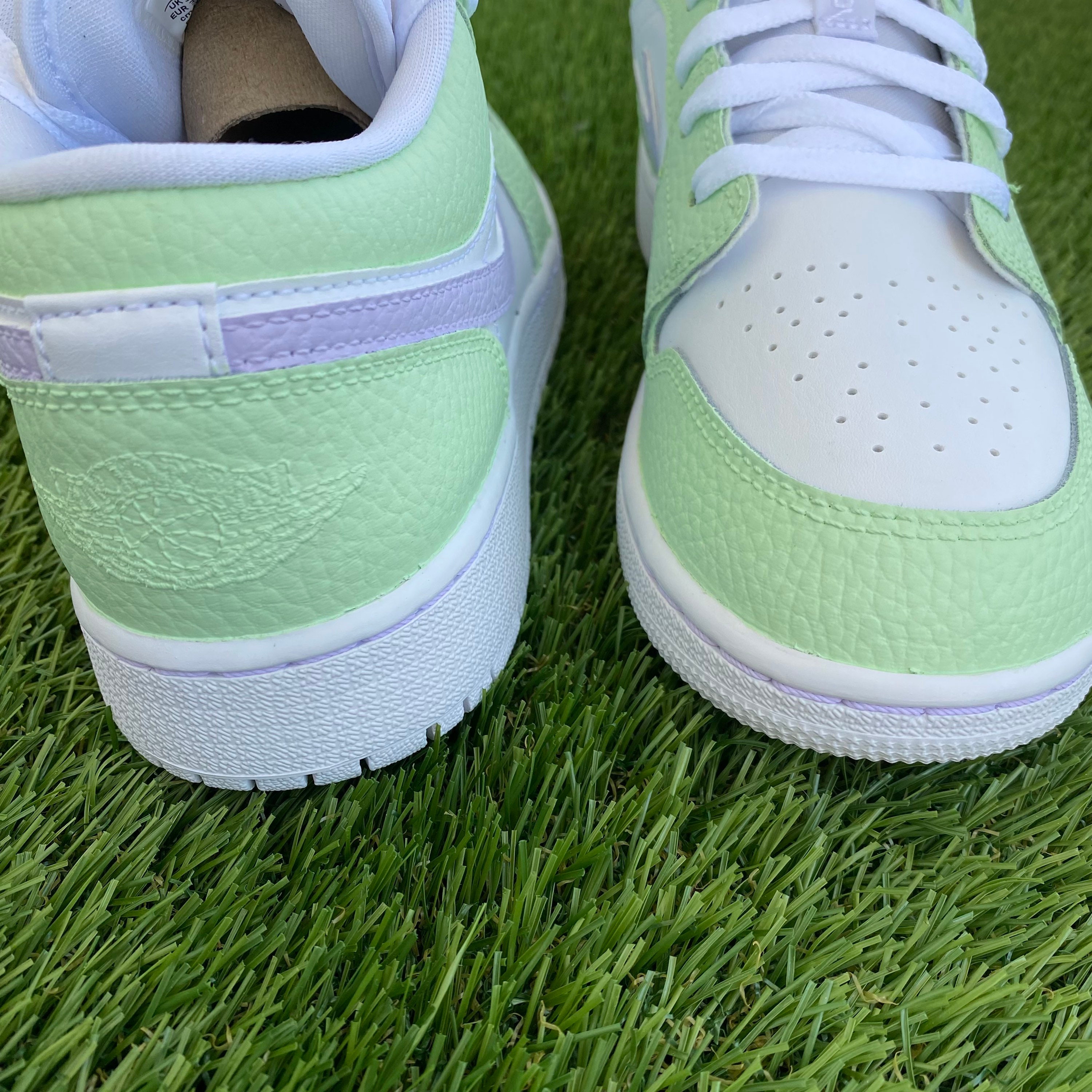 Custom Pastel Lime Green and Purple Jordan 1 Lows READ DESCRIPTION Etsy
