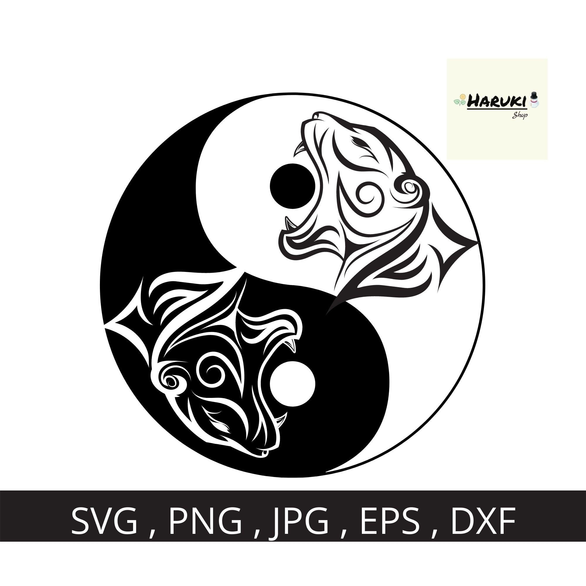 Ying Yang vector Tiger logo Wild animal svg Black and white Etsy
