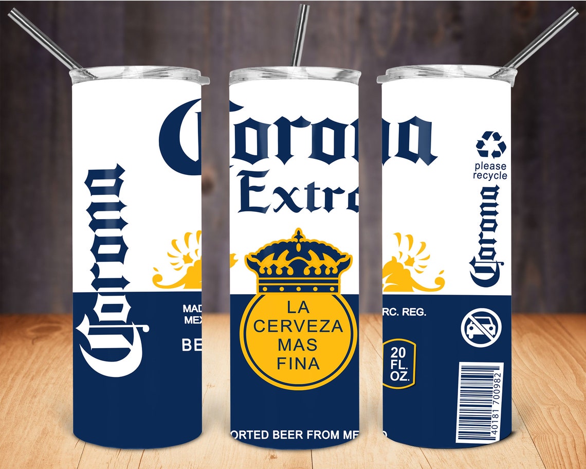 20oz Skinny Tumbler Sublimation Corona Beer Designs for | Etsy