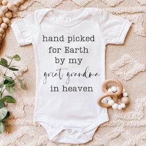 Hand Picked for Earth by my Great Grandma in Heaven Onesie®, Newborn Onesie®, Baby Announcement Outfit, Baby Shower Gift, Memorial Onesie®