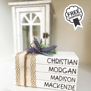 Personalized Book Stack, Family Names Books, Custom Farmhouse Book Stack, Personalized Gifts, Name Stacked Books, Mother’s Day gift