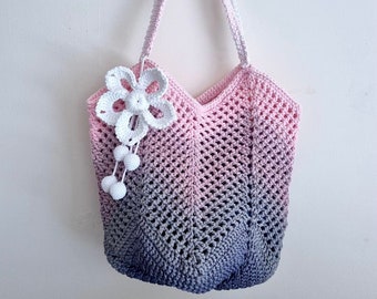 Crochet bag| magnolia bag| handmade handbag| summer bag|gift for her| shopper