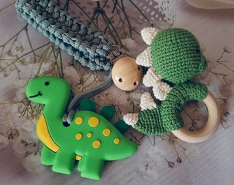 Baby teether|crochet toy| dinosaur rattle| baby shower| toy for toddlers |dino