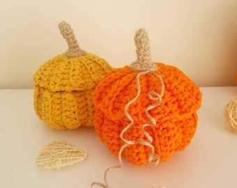 Pumpkins, decoration for Halloween, Autumn pumpkin, crochet basket, home  decor