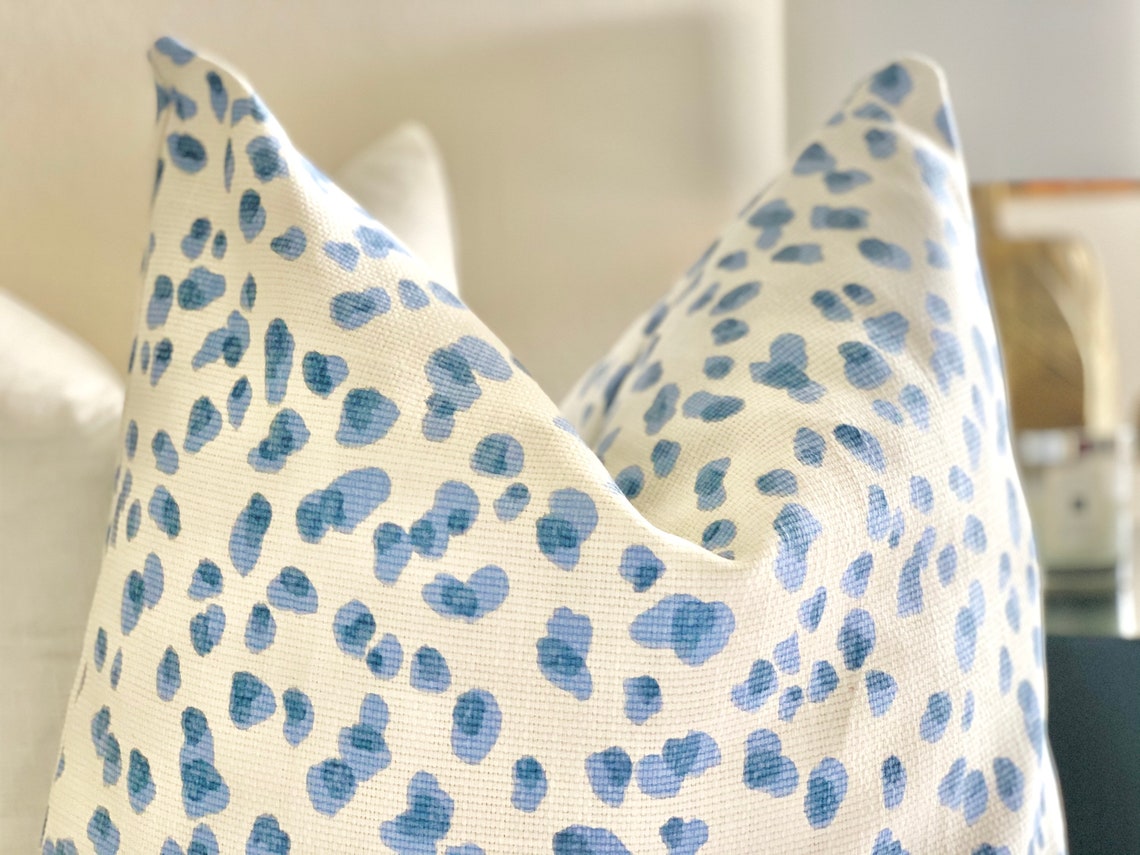 Decorative pillow cover blue leopard print accent throw Etsy