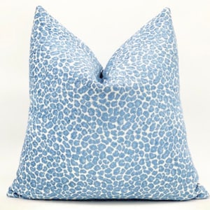 Blue cheetah throw pillow cover, decorative pillow cover chinoiserie style, coastal cushion