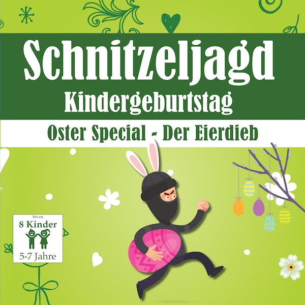 Ostern Schnitzeljagd für Kinder, Schatzsuche zum Ausdrucken, Ideal für Kindergeburtstag, Vorlage mit Aufgaben, Rätseln und Fragen als PDF