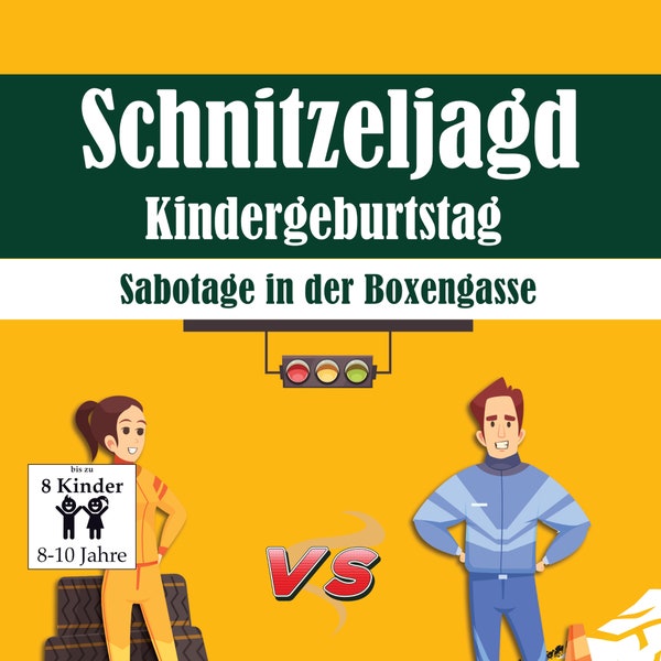 Schnitzeljagd Set, Motto Autorennen, Schatzsuche für den Kindergeburtstag, Vorlage mit Geschichte, Aufgaben, Fragen & Rätseln als PDF