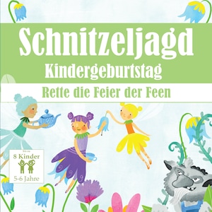 Feen Schnitzeljagd für Kinder, Schatzsuche zum Ausdrucken, Ideal für Kindergeburtstag, Vorlage mit Aufgaben, Rätseln und Fragen als PDF