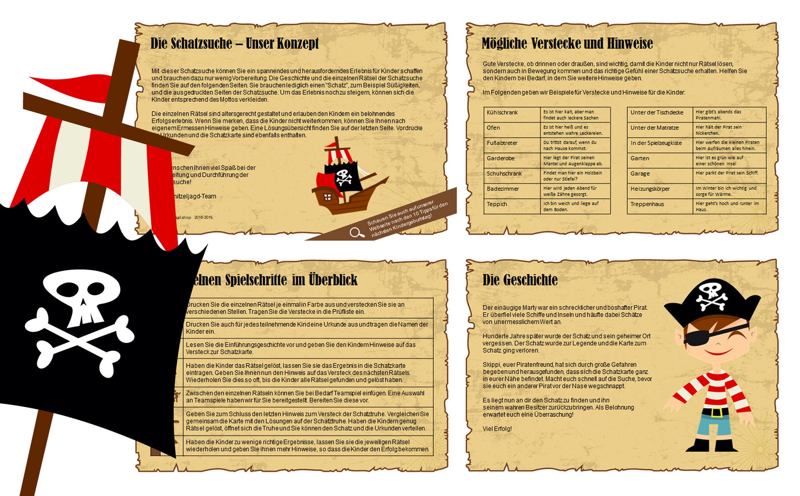  Piraten Schatzsuche für Kinder, Schnitzeljagd Vorlage als PDF, Ideal 