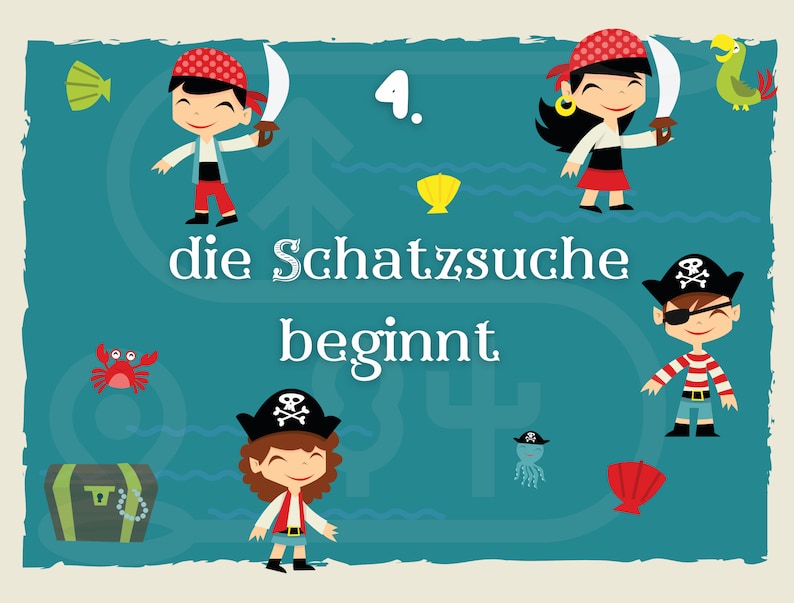 Piraten Schatzsuche Aufgaben Für 5 Jährige Piraten Schatzsuche für Kinder, Schnitzeljagd Vorlage als PDF, Ideal