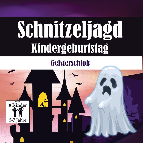 Schatzsuche für Kinder Geister & Gespenster, Schnitzeljagd zum Ausdrucken, Für Kindergeburtstag, Vorlage mit Rätseln und Fragen als PDF