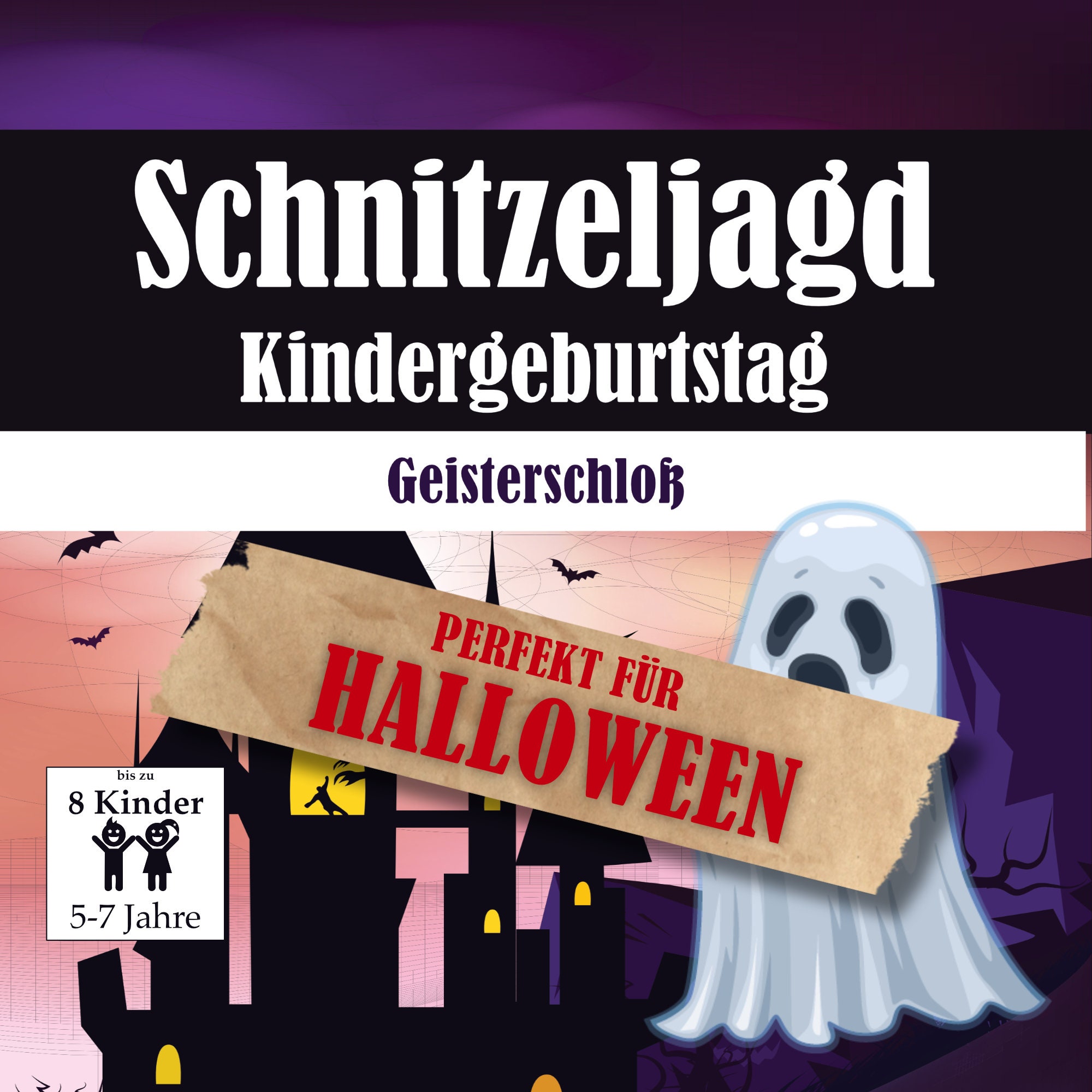 Halloween Schnitzeljagd für Kinder, Schatzsuche zum Ausdrucken, Vorlage