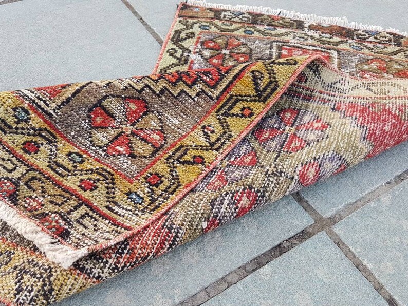 1/'6x3Ft Door mats Handmade Oushak Rug Bathroom Rug Narrow Small Runner Rug Table Rug Anatolian Vintage Small Rug Rug ped