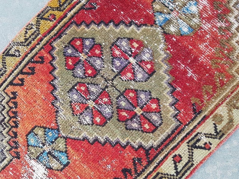 1/'6x3Ft Door mats Handmade Oushak Rug Bathroom Rug Narrow Small Runner Rug Table Rug Anatolian Vintage Small Rug Rug ped