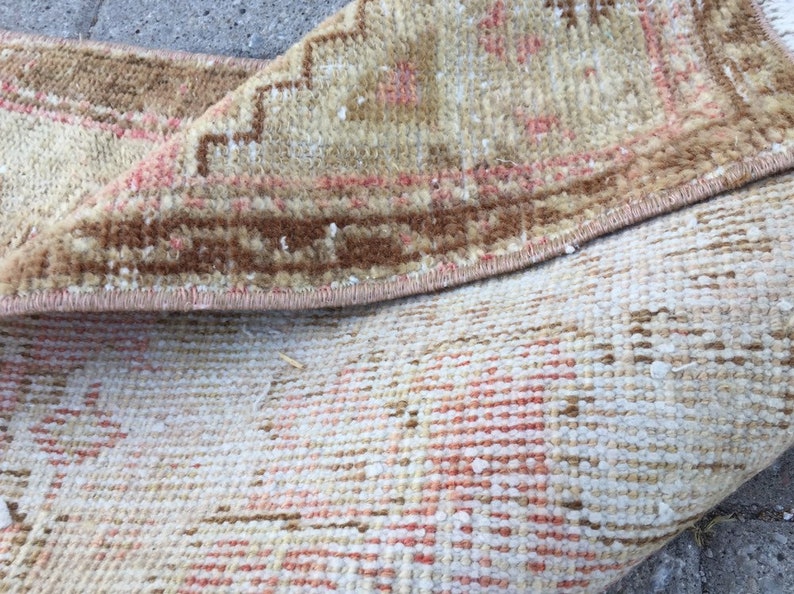 Muted color small rug Narrow Small Rug Handmade Small Oushak Rug Rug ped batch mats rug 1.5 x3ft Doormats Vintage Small Runner Rug