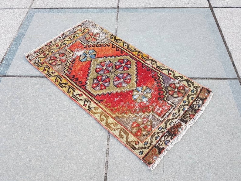 1/'6x3Ft Door mats Handmade Oushak Rug Bathroom Rug Narrow Small Runner Rug Table Rug Anatolian Vintage Small Rug Rug ped