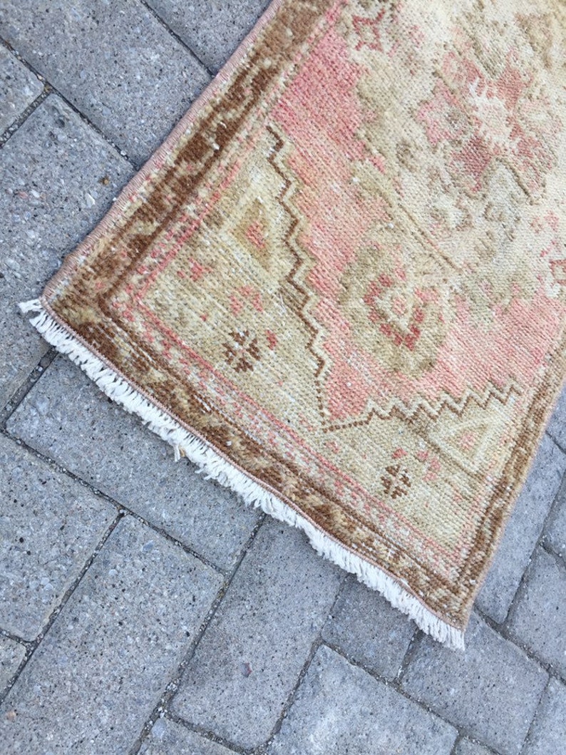 Muted color small rug Narrow Small Rug Handmade Small Oushak Rug Rug ped batch mats rug 1.5 x3ft Doormats Vintage Small Runner Rug