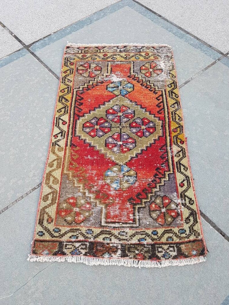 1/'6x3Ft Door mats Handmade Oushak Rug Bathroom Rug Narrow Small Runner Rug Table Rug Anatolian Vintage Small Rug Rug ped