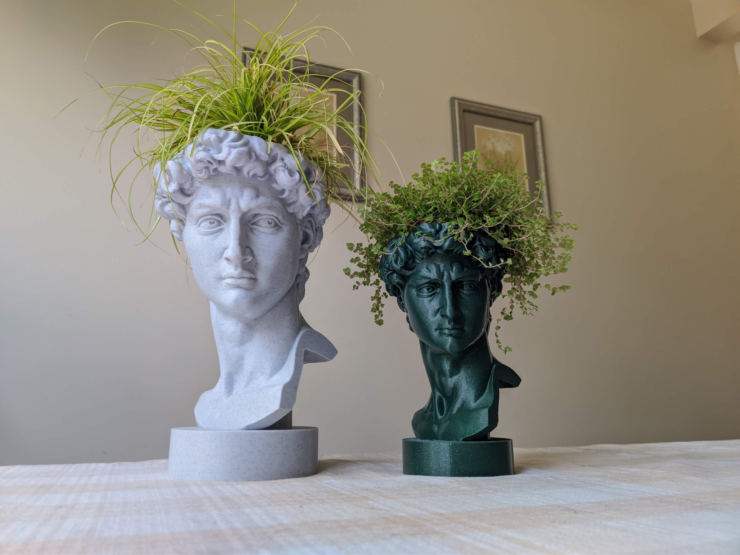 Planter, bust, Art Deco, White, red, unique, garden, house plant, head