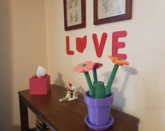Jumbo Brick Flowers with Pot, Whimsical Building Block Bouquet