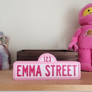 Pink Street Signs! Custom Name Plate, Gamer Gift, Nursery, Kid Room Sign, Personalized Desk, Nameplate, Kid, Teacher Decal, Office