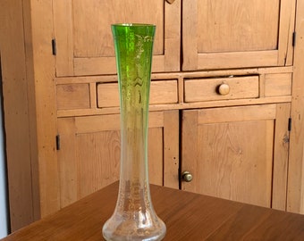 Enamelled Green Glass Vase