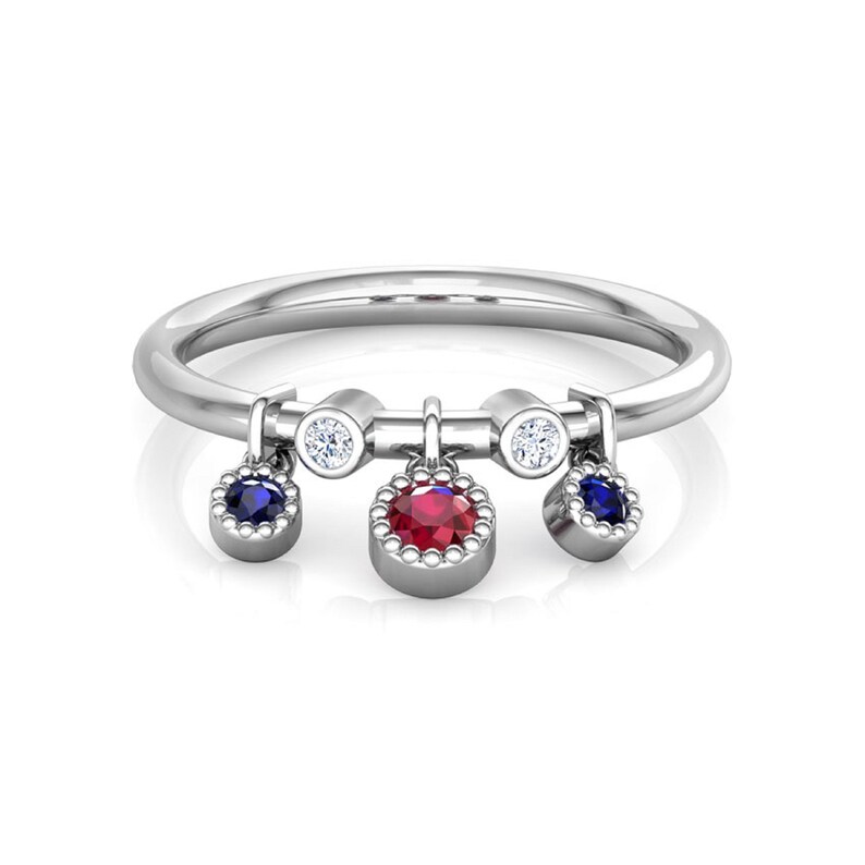 Blue Shapphire Diamond Gold Rings 14k Rose Gold Pink Ruby 18k White Gold Stackable Ring 925 Sterling Silver Engagement Wedding Band Diamond