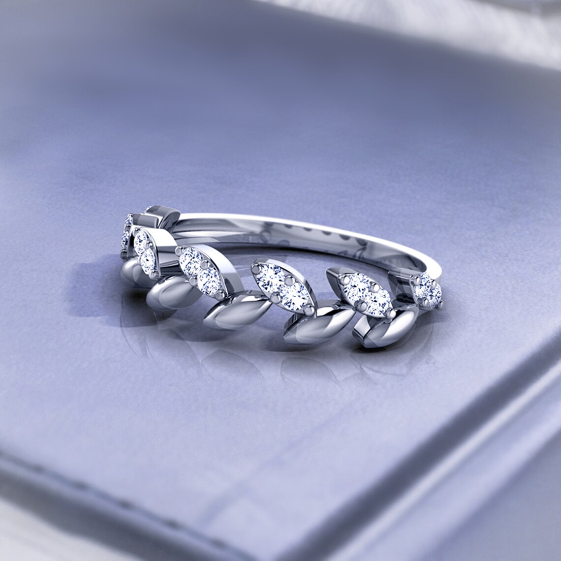 FLoral Elegance Ring / Diamond Wedding Ring in 14K Gold / Etsy