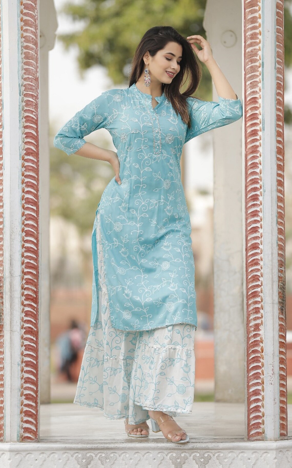 Kurti Sharara Indian Ethnic Kurta Women Set Dress Top Designer Etsy