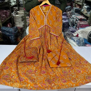 Women Embroidered Anarkali Pant With Dupatta Set, Kurta and Kurti Sets, Women Suits, Blue Women Suits, Indian Women Suits, Surprise Gift image 8