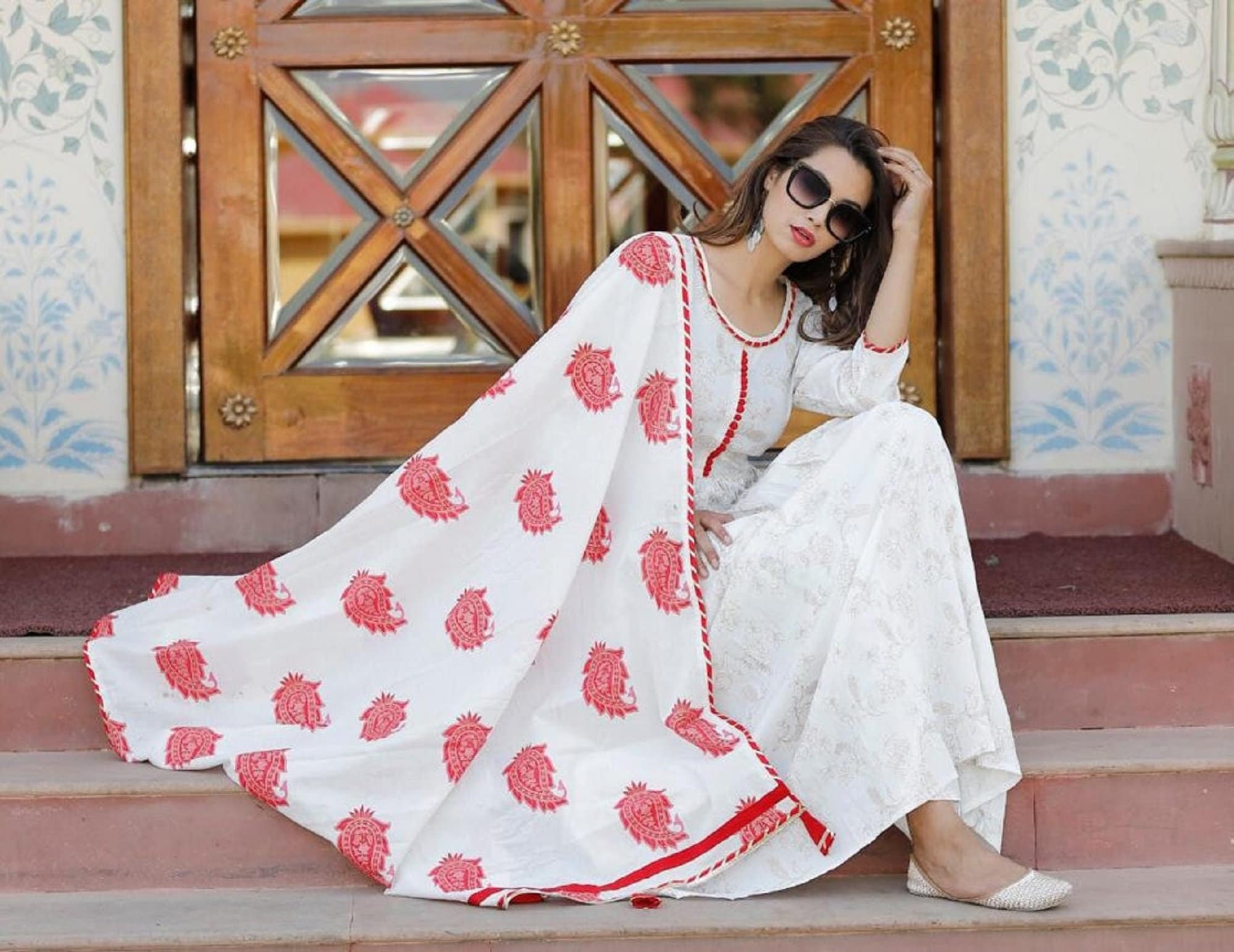 Printed Kurti Pant Set With Dupatta Designer Kurti for Women Girls 