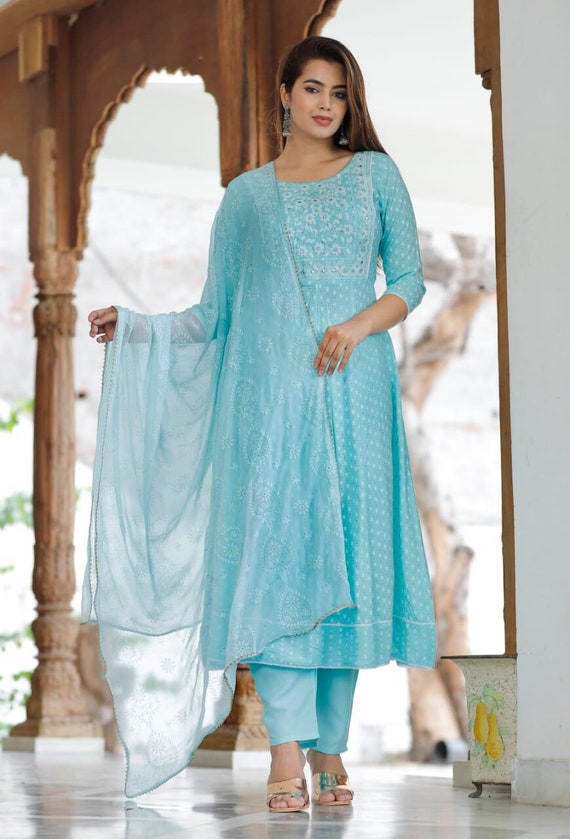 Women's Indian Pakistani Kurti Suit Indian Designer Salwar Kameez Set  Clothes | eBay