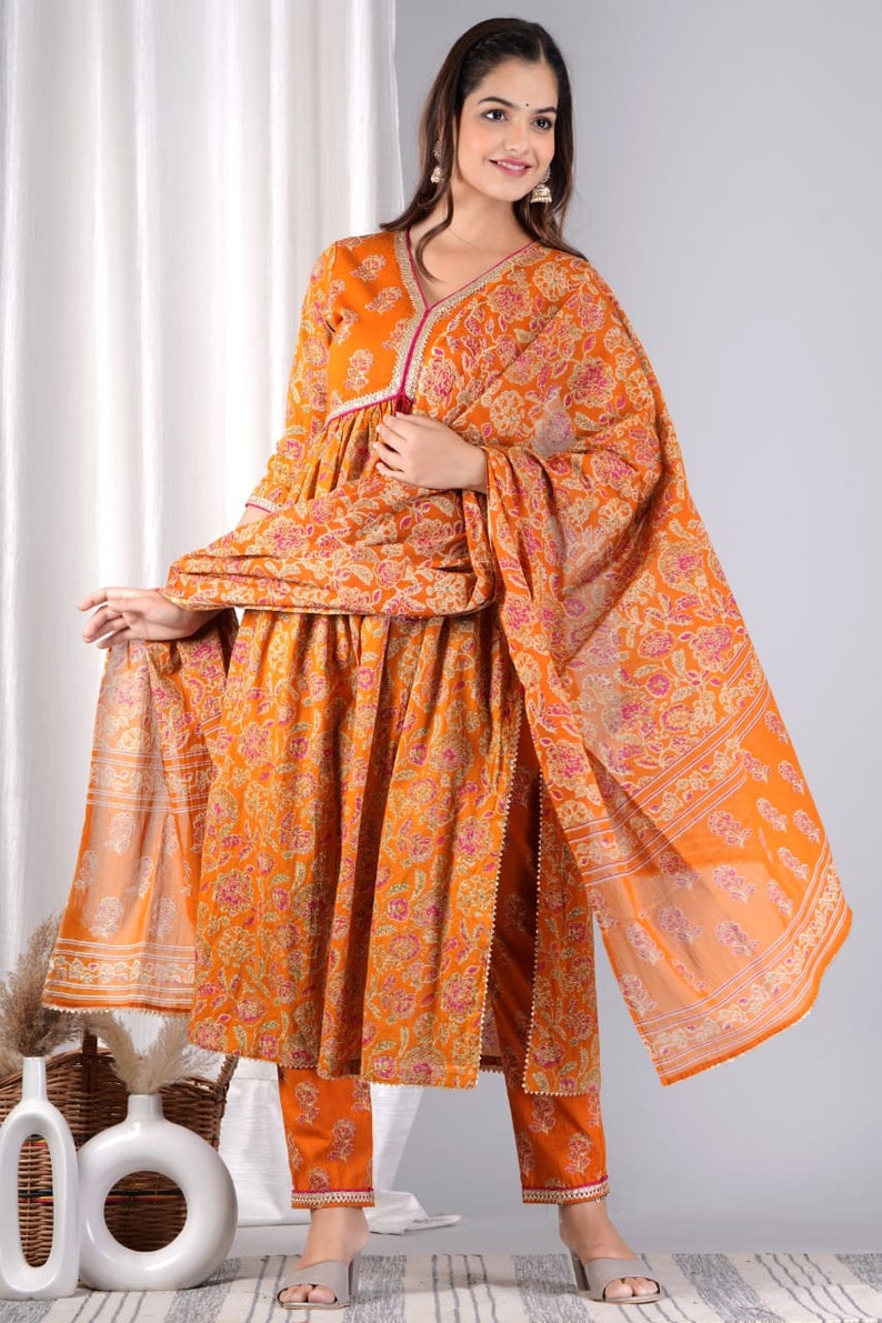 Women Embroidered Anarkali Pant With Dupatta Set, Kurta and Kurti Sets, Women Suits, Blue Women Suits, Indian Women Suits, Surprise Gift image 6