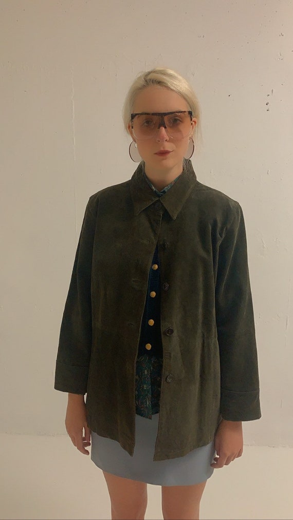 Vintage 90’s Moss Green Suede Jacket