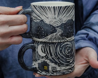 Pottery Set of  two Fairy Mugs 10oz