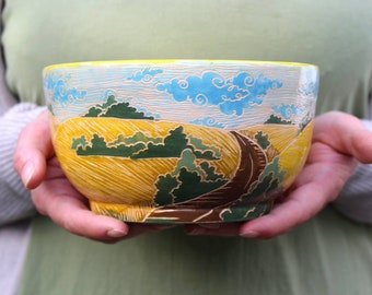 Pottery  Bowls 24oz 26 oz 30 oz Ukrainian Landscape, Ukraine, artist