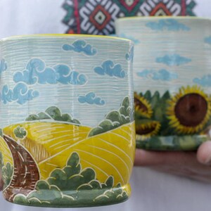 Pottery Mugs 14oz 16 oz 22 oz Ukrainian Landscape, Ukraine, artist image 4