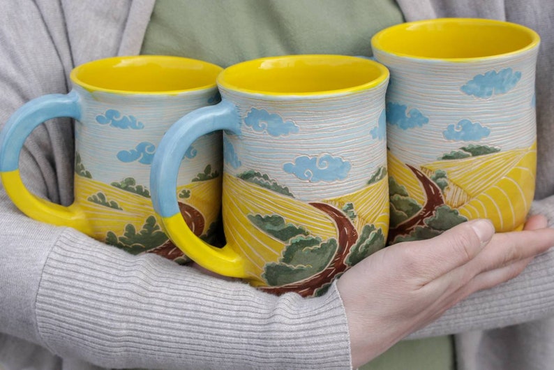 Pottery Mugs 14oz 16 oz 22 oz Ukrainian Landscape, Ukraine, artist image 6