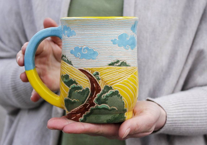 Pottery Mugs 14oz 16 oz 22 oz Ukrainian Landscape, Ukraine, artist image 2