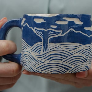 Pottery Mug, 10 oz Whale mug